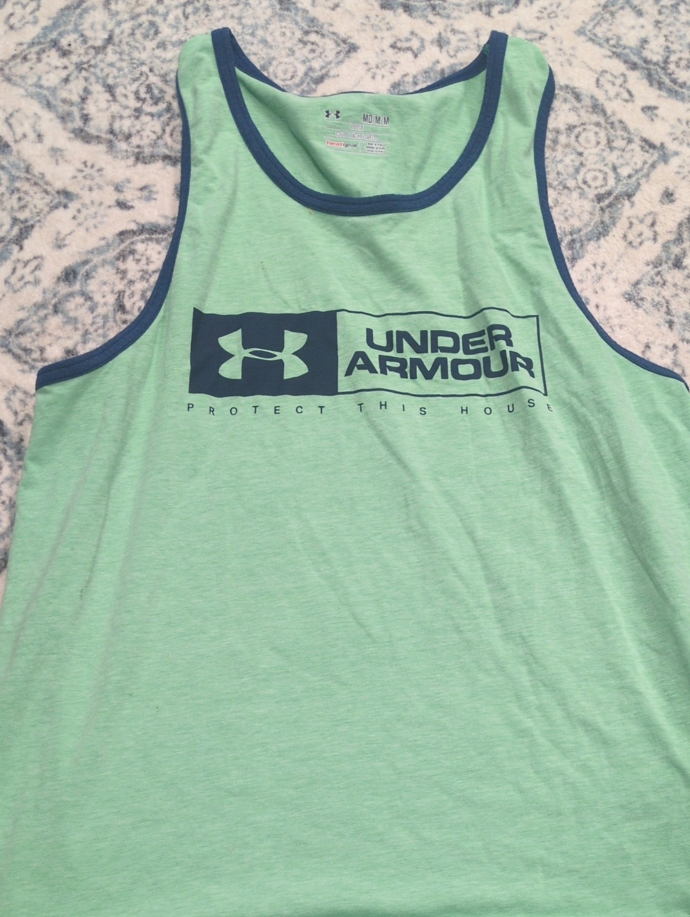 Under Armour Men’s Mint Green Tank with Navy Logo Trim